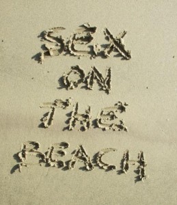 the words sex on the beach written in the sand